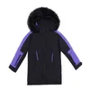 女性のダウン女性ファッションコントラストカラーパッチワークフェイクサファリスタイルミディアムフード付きパーカー冬ジャケット