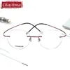 2 g Men Round Prescription Eyeglasses Graduation Lenses Light Optical Frames Rimless Titanium Glass for Women2318704