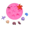 200pcs Starfish Cake Mould Ocean Biological Conch Sea Shells Chocolate Silicone Mold DIY Kitchen Liquid Tools Pink Color