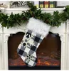 Plaid Christmas Stocking Ornament Tree Tree Pendant Plush Sock Kids Gift Bag Bag Happy New Home Party Decorat4666755