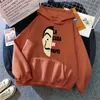 La Case De Papel Print Man Hoodie Fleece Loose Hooded Streetwear Mens Vintage Fashion Anime Oversized Mens Hip Hop Sweatshirts H1227