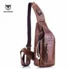 Bullcaptain 019 Orijinal Deri Göğüs Paketi Seyahat Markası Tasarım Sling Bag İş Omuz Crossbody Çantalar Erkekler için Y201224