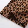 Toddler Kids Barnflickor Kläder Satser Leopard Print Pullover Sweatshirts Sweater + Zipper PU Läder Kjolar Varma Outfits för 1-5 år Barn