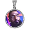 Collier avec pendentif médaillon rond Po sur mesure 14K, style gravé au dos, or rose, argent, or, Zircon, bijoux hip hop pour hommes, 211Y