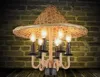 Americano país chapéu chapéu cânhamo corda candelabro iluminação para sala de jantar cafeeira bar loft industrial decoração pendurado lâmpada