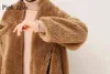 Rosa Java QC1848 Ankomst Gratis Real Sheep Fur Coat Lång stil Kamel Teddy Över Storlek Vinter Kvinnor 211220