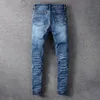 メンズジーンズファッションストリートウェア男性高品質スリム破壊済みリッピングパンクパンツブランドデザイナー弾性ヒップホップHomme1