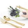 75pcs Disposable Gold Cutlery Plastic Wedding Party Tableware Set Bronze Golden Dinner Knife Fork Spoon Birthday Dinnerware Set 201118