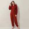 Зимние теплые пижамы женские тесты пушистые флисовые комбинезоны спать общая плюс размер капота наборы Pajamas для женщин взрослых 201109