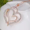 Double Crystal heart pendant necklace gold chains for women fashion jewelry will and sandy gift