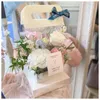 Transparent Clear Flower Packaging Bag with Handle Bouquet Gift Paper Boxes for Wedding Valentine Day