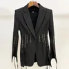 Высокое качество новейший барочный дизайнер Blazer Женский с длинным рукавом стильный веревочный шнурок вверх Blazer куртка 201201