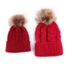 fashion parentchild pom pom beanie 9 colors winter warm imitation raccoon fur knitted caps outdoor keep warmer beanies hat m0937936527