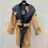 Womens Wool & Blends Autumn Winter Outerwaer Trendy Fashion Classic Letter Pattern Women Coats Bathrobe Style High Quality Asian Size