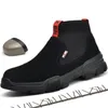 Otoño Negro Retro Botas Hombres Seguridad en el trabajo Gorras con punta de acero Calcetines indestructibles Zapatos Zapatillas de deporte de diseñador a prueba de agua Y200915