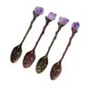 Natürlicher Kristalllöffel Amethyst Handgeschnitzter langer Griff Kaffeerührlöffel DIY Haushaltstee-Set Zubehör SN3267