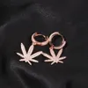 Mens Gold Earrings Silver Womens Maple Leaf Dangle Hoop Earring Fashion Hip Hop Jewelry