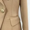 Haute qualité nouvelle mode 2020 baroque designer blazer veste femme slim fit métal lion bouton blazer lj201021