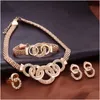 Fashion Rose Gold Crystal Jewelry Set Women Bridal Necklace Earring Bracelet Ring Rhinestone Wedding Engagement Party Jewelry9960612