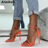 Wholesale summer women sandals Buckle Strap high heels shoes sexy club holiday wearShoe Ankle Strap Candy color stylish 0069