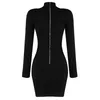 Fashion-One Piece Dresses Wrap Hip Gaze Mosaic Perspektiv Sexiga Kvinnor Klänning Street Style Short Black White Dress