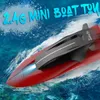 2.4g Speedboat Remote Control Boat Mini High Speed Rowing RC Boats Summer Water Boy Waterproof Model Aircraft Toy With Lights