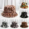 Warm Winter New Bucket Hat for Women Soft Faux Fur Fisherman Cap Fashion Multicolor Rainbow Cow Outdoor Casual Cloche Hats234Y