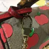 Bolso de hombro con asa de bambú, bolso de mano, bolso de mano, bolsos de mujer de cereza, cartera, monedero de cuero, letras de manzanas rojas, carteras vintage, monederos para mujer