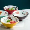 Japanese ceramic ramen bowl cute mixing cereal rice soup bowl set Fruit Salad Dessert Snack Colorful bowls Kitchen Tableware 201214