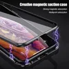360 étui en métal d'adsorption magnétique pour iPhone 12 11 Pro XS Max XR étui en verre Double face pour iPhone 7 Plus SE couverture magnétique