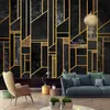 Custom Photo 3D Luxe Zwart Abstract Geometrische Muurschildering Marmeren Slaapkamer Woonkamer TV Achtergrond Muur Muurschilderingen Behang Waterdicht