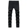 GODLIKEU Jean déchiré pour hommes Hip Hop Biker Stretch noir pantalon en jean skinny vieilli