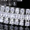 Sprankelende Nieuwe Collectie Top Verkopen Luxe Sieraden 925 Sterling Silver Emerald CZ Diamond 3 Rijen edelstenen Dames Bruiloft Armband voor Lover Gift