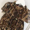 Varumärkesdesigner tjejklänning småbarn baby flickor leopard klänning barn kläder tryck kort ärm klänningar barn sommardräkt