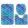 Fish Scale Printed Bath Mats 3pcs/set Anti-slip Bathroom Floor Mats Toilet Cover Rug Bathroom Carpets Mat EEF4811