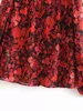 Nouvelles femmes mode impression florale blouse décontractée Chemises chemisiers femmes col montant en mousseline de soie rouge roupas femininas plis hauts T200321