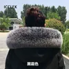 Fur Collar Genuine Leather Grass Scarf Warm Down Jacket Cotton-padded Universal Hat Single Buy Oversized 220106