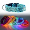 Leopard LED Dog Collar Luminous Regulowane świecącymi kołnierzami dla psów Pet Night Bezpieczeństwo Nylon Migający Pas Pet Supplies RRB13516