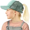 Dzieci Glitter Ponytail Baseball Caps Umyj bawełniane niechlujne bułki Hats Trucker Pony Cap Kapelusz czapki na zewnątrz snapback