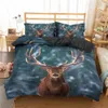 Homesky 3D Deer Pościel Zestaw Luksusowy Miękki Drąka Pokrywa Królowa Królowa Twin Pełna Jedna Łóżko Podwójne Poduszki BedClothes LJ201127