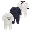 0-12months baby macacão meninos recém-nascidos 100% de algodão roupas de longo sheeve 1/2 / 3 peça infantil roupas pijamas macacão barato 210309