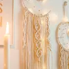 タッセルドリームキャッチャームーンフクロウタペストリーハンドメイドマクレームペンダントの壁掛け結婚式の装飾ベッドルームの壁掛けホームの装飾