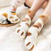 6 paires / lot hiver chaud chat patte chaussettes femmes fille dessin animé dormir maison plancher chaussette épaisse pelucheuse mignonne animal patte chaussettes drôle 211221