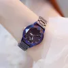 Новые прибытия роскошь всех звезд высококачественных браслетов Bule Crystal Watch Women Luxury Blue Diamond Bangle T200420