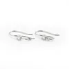 Earring Settings 925 Sterling Silver Zircon Fishhook with Bead Cap for Half Drilled Pearls 5 Pairs