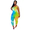 Tie Dye Sling Pajama Designer Kvinnor Jumpsuit Onesies Ärmlös Sommar Playsuits Rompers Plus Storlek Byxor Kvinnor Kläder ZYY314