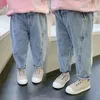 Baby flicka jeans solid färg våren höst jean casual stil toddler tjej kläder 20220225 Q2
