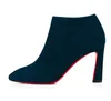 Zimowe luksusowe Eleonor damskie botki czarna skóra cielęca czerwone dolne buty szpiczasty nosek szpilki damskie botki wesele EU35-43, oryginalne pudełko