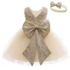 Niemowlę Vestidos Baby Girl Ubrania Baby Sukienka Koronki Bowknot Girl Sukienka Bez Rękawów Dress na urodziny Toddler Kostium 3-24 miesięcy LJ200827