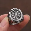 Cluster Rings Vintage Viking Compass Helm Of Awe Ring Stainless Steel Mens Nordic Ethnic Belief Aegishjalmur Jewelry4783804